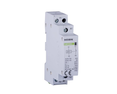 Stycznik instalacyjny, 20 A, napięcie cewki 240 V, styki 2 NO  Ex9CH20 20 240V 50/60Hz 102400 Noark przekaźnik modułowy