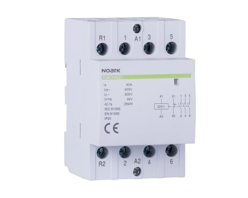 Stycznik instalacyjny, 40 A, napięcie cewki 24V, styki 4 NC Ex9CH40 04 24V 50/60Hz 113649 Noark przekaźnik modułowy