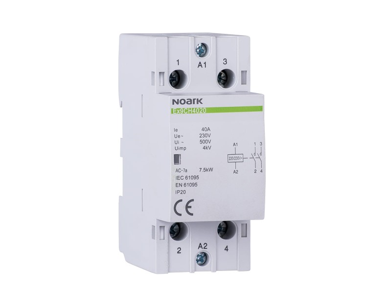 Stycznik instalacyjny, 63 A, napięcie cewki 220/230 V, styki 1 NC + 1 NO  Ex9CH63 11 220/230V 50/60Hz 102425 Noark przekaźnik modułowy
