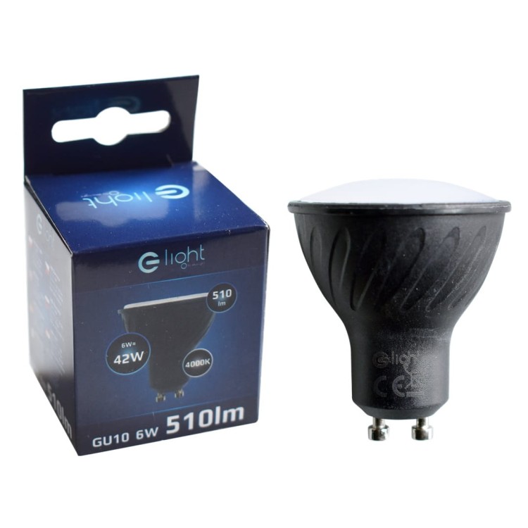 Żarówka punktowa Spot Reflektor LED 6W GU10 R50 BLACK EKZA251 Milagro Eko-Light 3000K kąt świecenia 100° dekoracyjna wewnętrzna i zewnętrzna wymienna czarna obudowa do podświetlenia reflector barwa ciepła ciepłobiała