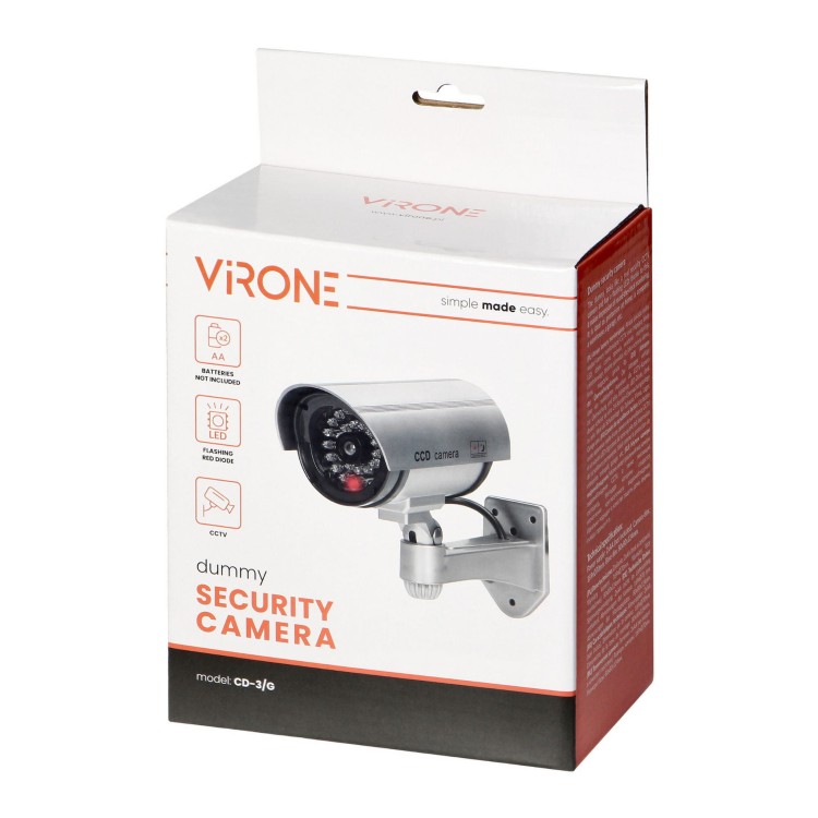 Atrapa kamery monitorującej CCTV, bateryjna, srebrna CD-3/G Virone