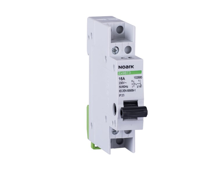 3-pozycyjny przełącznik instalacyjny (I-0-II), 32 A, styki 1 CO  Ex9BT3 1CO 32A 102681 Noark modułowy