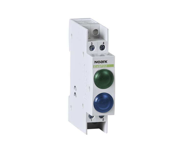 Lampka sygnalizacyjna, 110V AC/DC, 1 zielony LED i 1 niebieska LED Ex9PD2gb 110V AC/DC 102472 Noark kontrolka świetlna