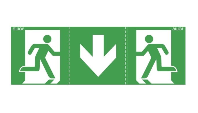 Oprawa Awaryjna oświetlenie awaryjne EXIT M LED AWEX ETE/1W/E/1/SE/AT/WH IP65 1W 1h AT z piktogramem PU31 3.6V Jednozadaniowa oświetlenia awaryjnego pod piktogram biała