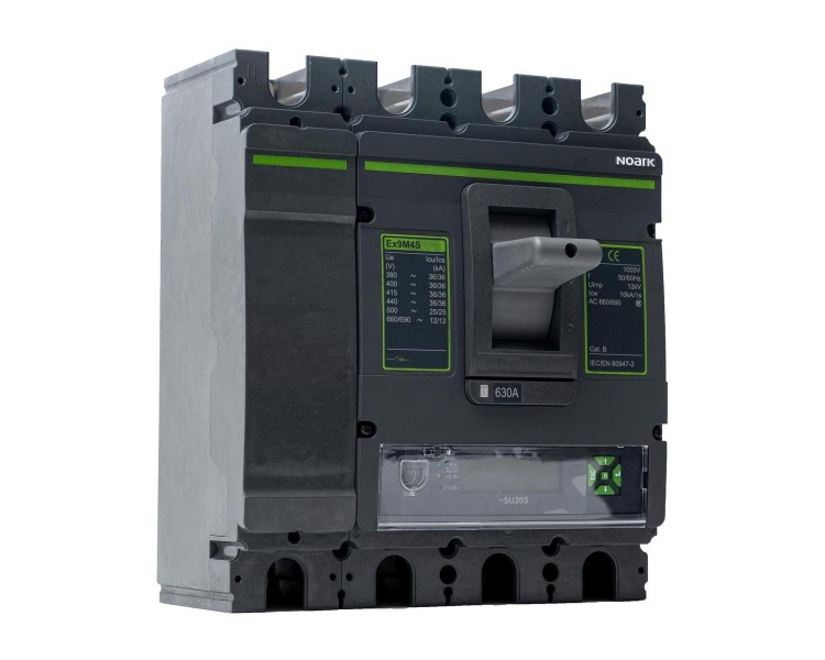 Wyłącznik mocy MCCB, rozmiar M3, SU20S (LCD), Icu=50kA, In=630A, 4-bieg. Ex9M3N SU20S 630 4P4T EU 111338 Noark kompaktowy z elektronicznym wyzwalaczem