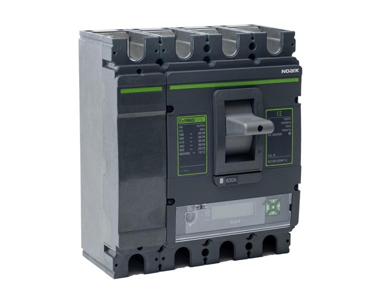 Wyłącznik mocy MCCB, rozmiar M4, SU20S (LCD), Icu=70kA, In=630A, 4-bieg. Ex9M4Q SU20S 630 4P4T EU 111362 Noark kompaktowy z elektronicznym wyzwalaczem