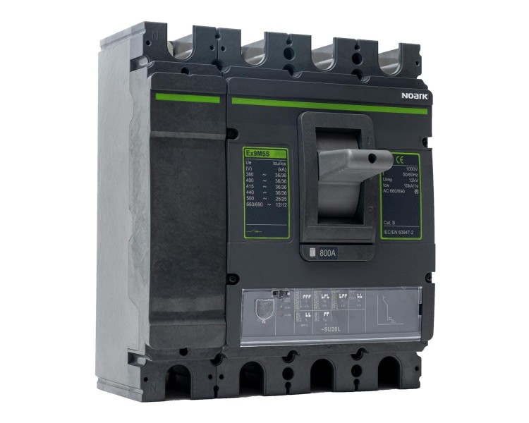 Wyłącznik mocy MCCB, rozmiar M5, SU20L (DIP), Icu=70kA, In=800A, 4-bieg. Ex9M5Q SU20L 800 4P4T EU 111272 Noark kompaktowy z elektronicznym wyzwalaczem