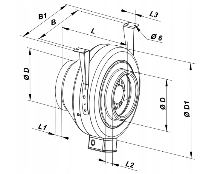Wentylator Kanałowy osiowy odśrodkowy 1070m3/h VKMz250 VENTS VKMz 250 230V z Uchwytem Ocynk Profesjonalny przemysłowy