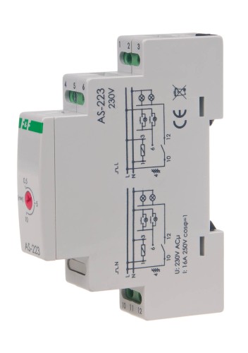 Automat schodowy - funkcja przeciwblokady montaż na szynie DIN, 230V AS-223 F&F
