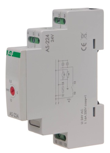 Automat schodowy - funkcja przeciwblokady montaż na szynie DIN 24V AS-224 F&F