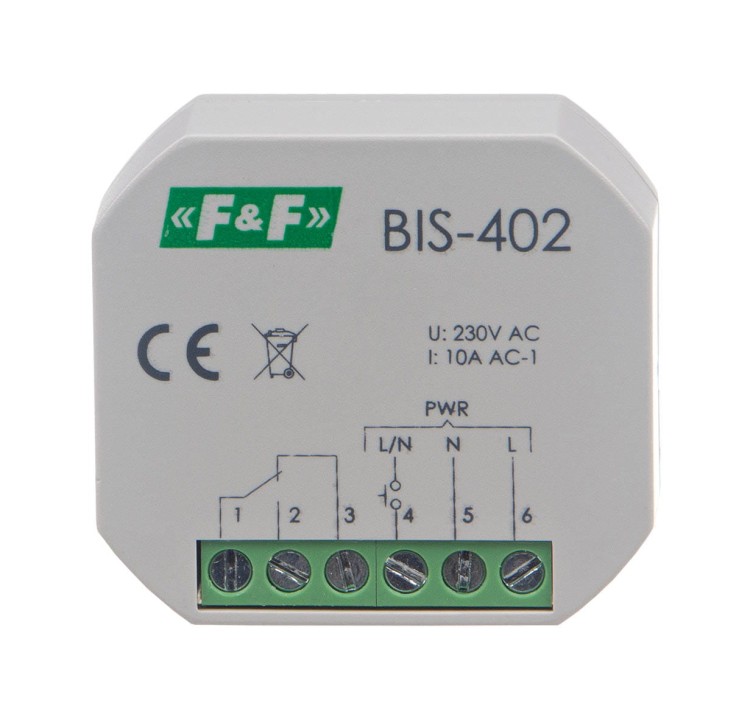 Przekaźnik bistabilny do montażu podtynkowego BIS-402 F&F