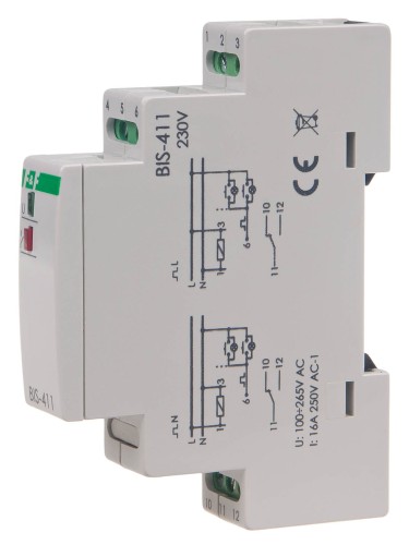Przekaźnik bistabilny BIS-411, montaż na szynie DIN BIS-411 F&F