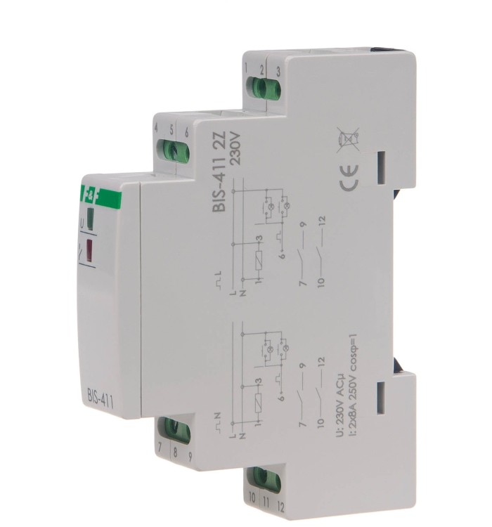 Przekaźnik bistabilny 230V 2Z BIS-411 2Z, montaż na szynie DIN BIS-411-2Z F&F