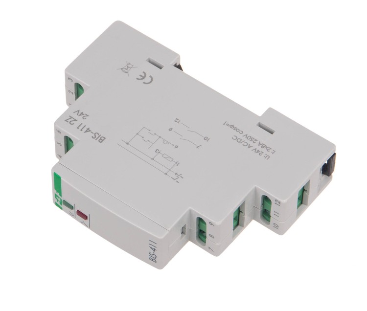 Przekaźnik bistabilny 9÷30 V AC/DC 2Z BIS-411 2Z 24V, montaż na szynie DIN BIS-411-2Z-24V F&F