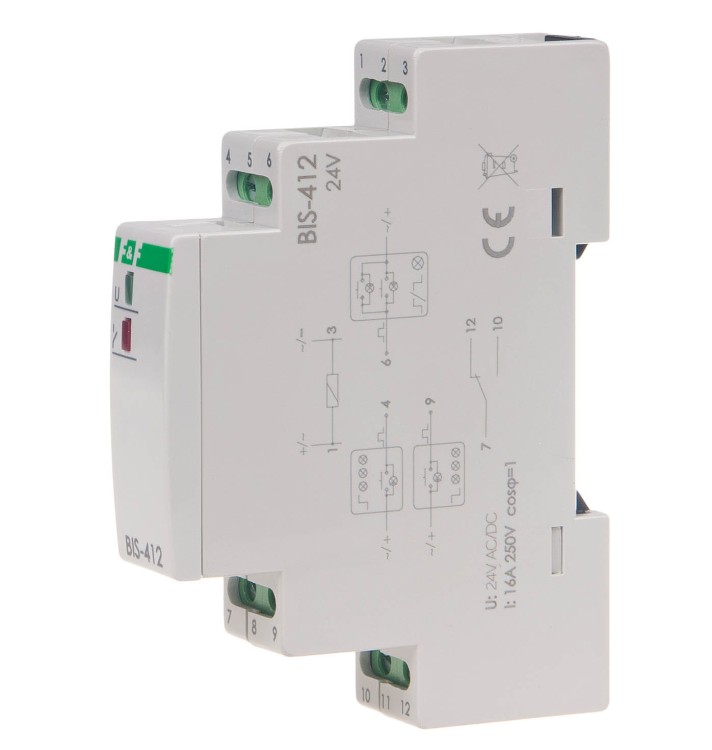 Przekaźnik bistabilny grupowy 9÷30 V AC/DC BIS-412-24V F&F