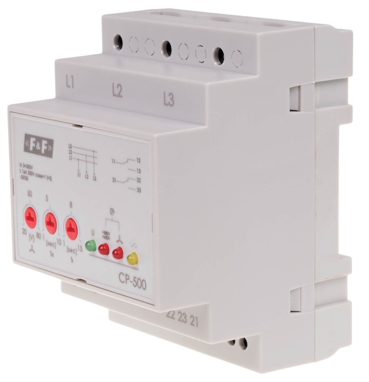Przekaźnik napięciowy trójfazowy CP-500, Un=3x500V bez N CP-500 F&F