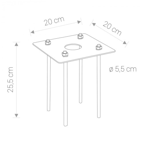 Mocowanie kotwa fundamentowa do lamp Zestaw montażowy lampy PATHWAY FOUNDATION KIT 8795 NOWODVORSKI Lighting latarnia ogrodowa parkingowa parkowa uliczna masztowa pojedyncza stal ocynkowana Inspiracje Premium