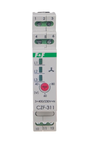 Czujnik zaniku i asymetrii faz z regulowanym progiem asymetrii nap., montaż na szynie DIN CZF-311 F&F