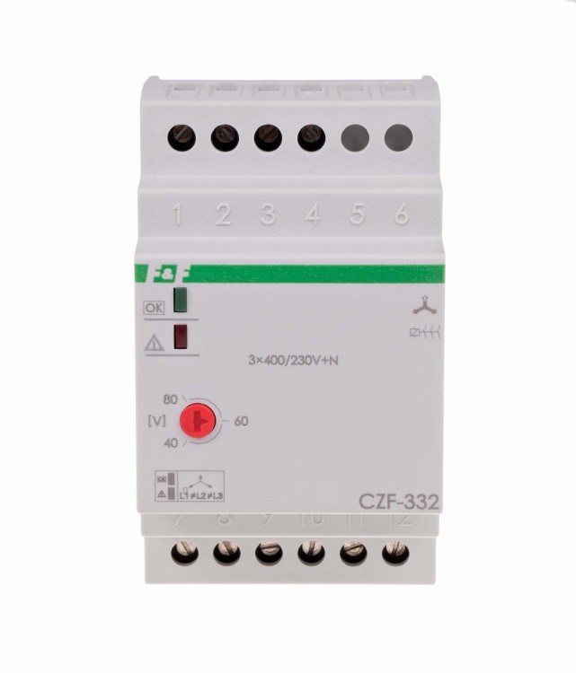 Czujnik zaniku faz z kontrolą stycznika, styk 1NO/NC CZF-332 F&F