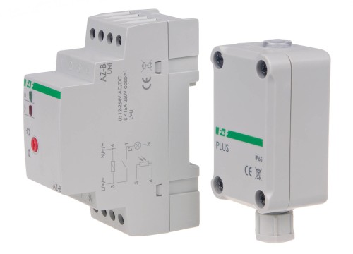 Automat zmierzchowy 16A U=12-264AC/DC, montaż na szynie DIN z sondą AZ-PLUS AZ-B-PLUS-UNI F&F