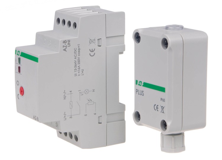 Automat zmierzchowy 16A U=12-264AC/DC, montaż na szynie DIN z sondą AZ-PLUS AZ-B-PLUS-UNI F&F