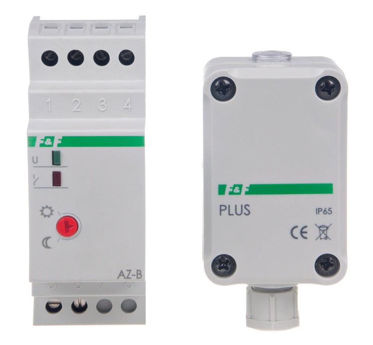Automat zmierzchowy 16A U=12-264AC/DC, montaż na szynie DIN z sondą AZ-PLUS AZ-B-PLUS-UNI F&F