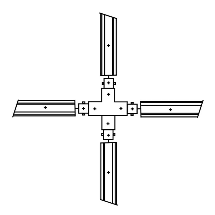 Łącznik do szynoprzewodu krzyżowy X Connector STXB DPM Struhm Ideus Loft nowoczesna sufitowy ścienny do oświetlenie szynowe listwa natynkowa szynoprzewodów 230V złączka krzyżowa czarny