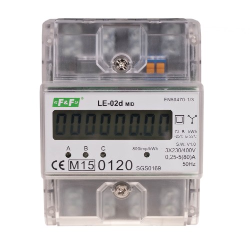 Licznik energii elektrycznej LE-02D, MID 80 A LE-02D F&F