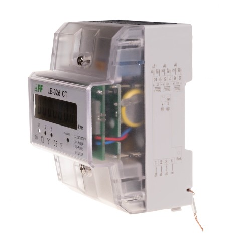 Licznik energii elektrycznej - trójfazowy z programowalną przekładnią, wyświetlacz LCD, kl.1  LE-02D-CT F&F