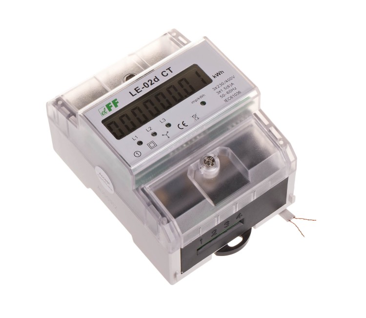 Licznik energii elektrycznej - trójfazowy z programowalną przekładnią, wyświetlacz LCD, kl.1  LE-02D-CT F&F