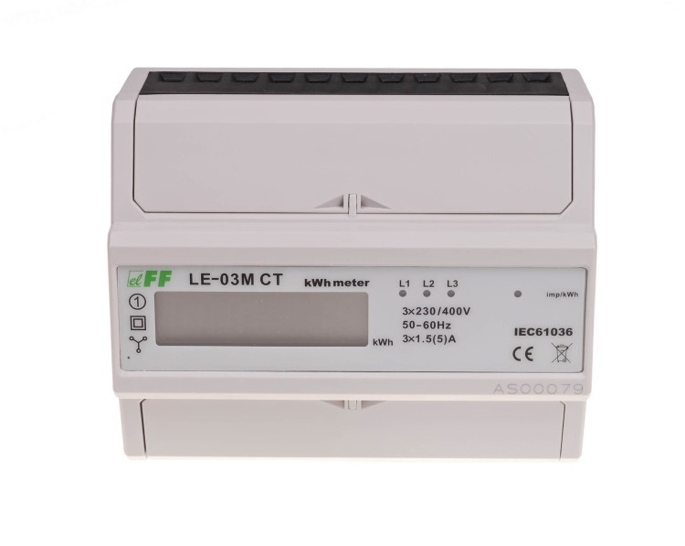 Licznik energii elektrycznej - trójfaz. z programowalną przekładnią , RS-485 MODBUS, LCD, kl.1 LE-03M-CT F&F