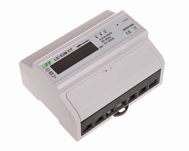 Licznik energii elektrycznej - trójfaz. z programowalną przekładnią , RS-485 MODBUS, LCD, kl.1 LE-03M-CT F&F