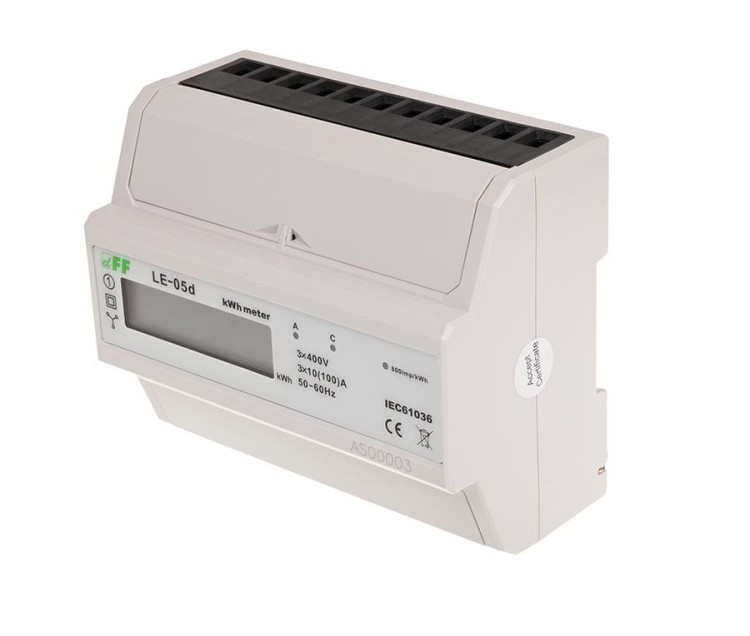 Licznik energii elektrycznej - trójfazowy, pomiar w ukł. Arona LCD, kl.1, 3x230,400V, 3x10(100A) LE-05D F&F