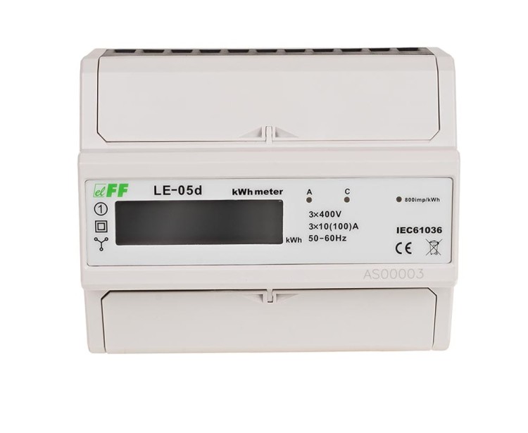 Licznik energii elektrycznej - trójfazowy, pomiar w ukł. Arona LCD, kl.1, 3x230,400V, 3x10(100A) LE-05D F&F
