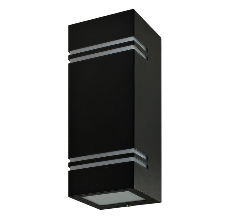 Lampa ogrodowa elewacyjna Kinkiet Zewnętrzny Nowoczesny QUAZAR 7 KTLOQZ7CZ Kobi 2x GU10 IP44 aluminium metalowa na budynek dwustronna oświetlenie zewnętrzne czarna czarny