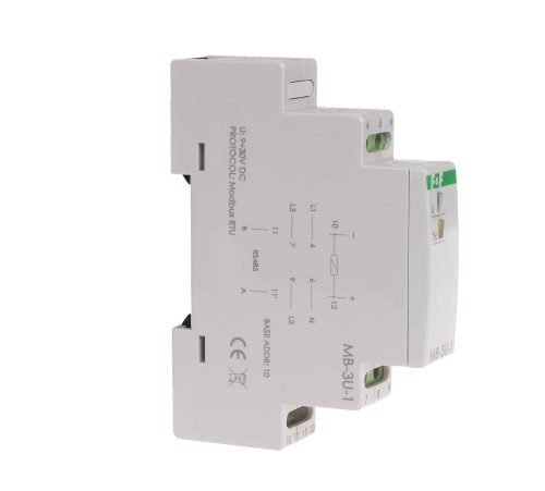 Przetwornik pomiaru napięcia,  trójfazowy, z wyjściem MODBUS RTU MAX-MB-3U-1 F&F