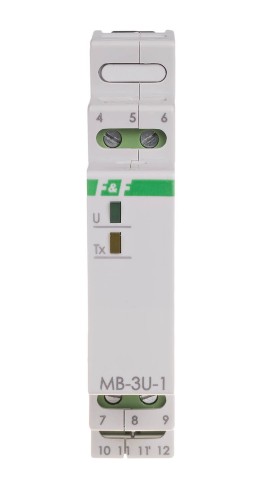 Przetwornik pomiaru napięcia,  trójfazowy, z wyjściem MODBUS RTU MAX-MB-3U-1 F&F