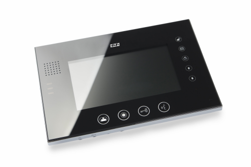 Monitor: monitor 7" kolorowy z pamięcią, port karty SD, plastik/aluminium, czarny + zasilacz MK-08B F&F