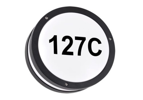 Lampa ogrodowa elewacyjna oprawa zewnętrzna Kinkiet zewnętrzny z podświetlanym numerem domu SOLINA LED C 7,5W BLACK 4000K 03837 Struhm Ideus IP54 hermetyczna okrągła na budynek oświetlenie zewnętrzne czarna