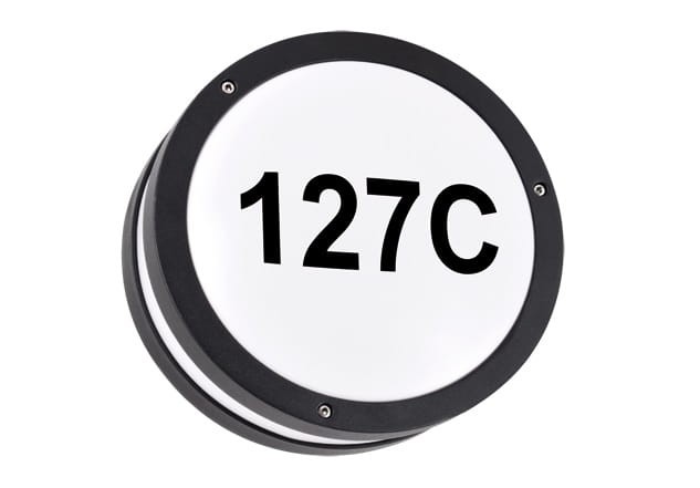 Lampa ogrodowa elewacyjna oprawa zewnętrzna Kinkiet zewnętrzny z podświetlanym numerem domu SOLINA LED C 7,5W BLACK 4000K 03837 Struhm Ideus IP54 hermetyczna okrągła na budynek oświetlenie zewnętrzne czarna