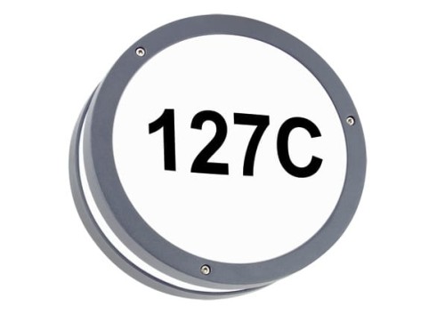 Lampa ogrodowa elewacyjna oprawa zewnętrzna Kinkiet zewnętrzny z podświetlanym numerem domu SOLINA LED C 7,5W GREY 4000K 03836 Struhm Ideus IP54 hermetyczna okrągła na budynek oświetlenie zewnętrzne szara