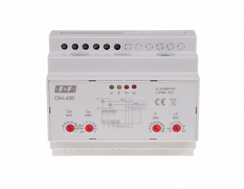 Ogranicznik poboru mocy, trójfazowy, pomiar bezpośredni do 50kW, montaż na szynie DIN OM-630 F&F