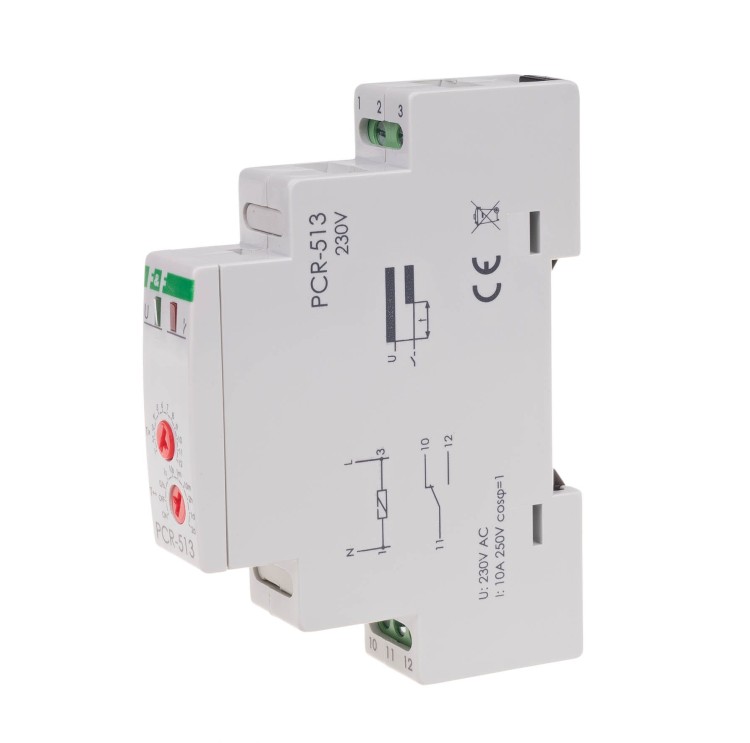 Przekaźnik czasowy rewersyjny, styki: 1NO/NC, 230V PCR-513 F&F
