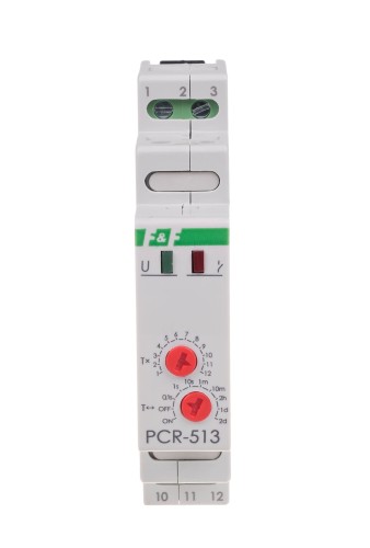 Przekaźnik czasowy rewersyjny, styki: 1NO/NC UNI PCR-513UNI F&F