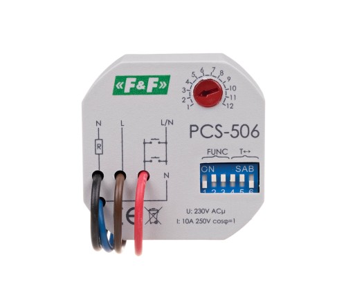 Przekaźnik czasowy 8-funkcyjny, styki: 1NO PCS-506 F&F