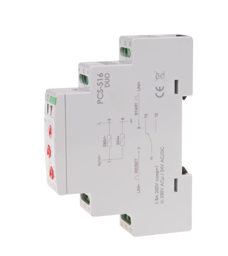 Przekaźnik czasowy 10-funkcyjny, styk: 1 NO/NC, U=230 i 24V PCS-516DUO F&F
