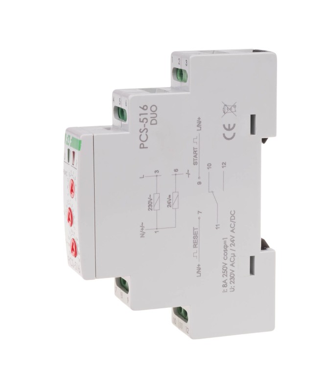 Przekaźnik czasowy 10-funkcyjny, styk: 1 NO/NC, U=230 i 24V PCS-516DUO F&F