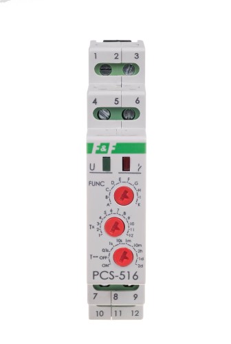 Przekaźnik czasowy 10-funkcyjny, styk: 1 NO/NC, U=230 i 24V PCS-516DUO F&F