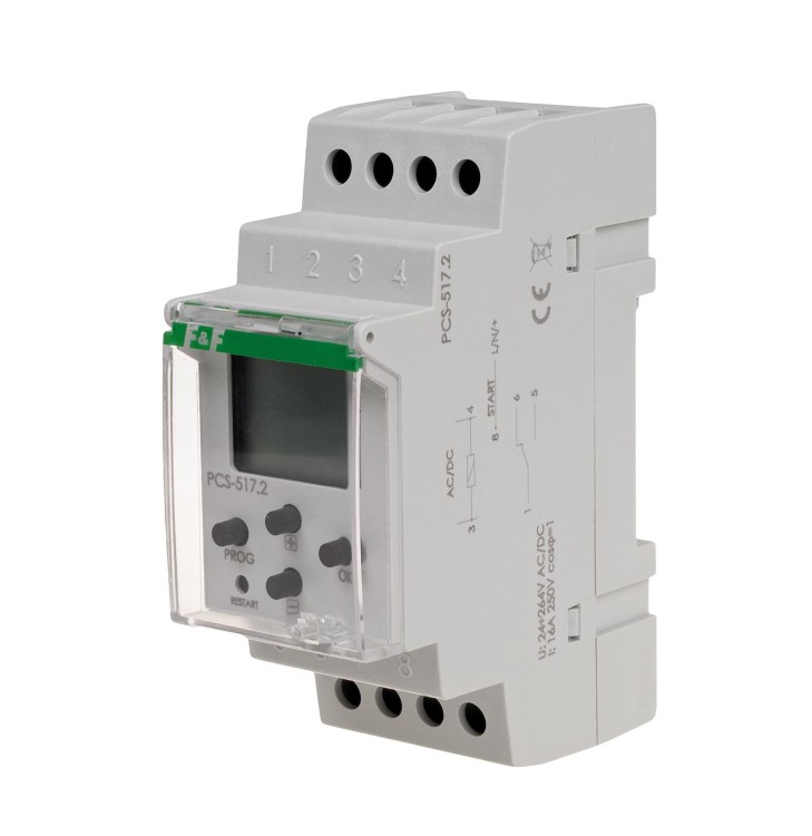 Przekaźnik czasowy 18-funkcyjny, LCD, styk: 1NO/NC, U=24-264V PCS-517 F&F