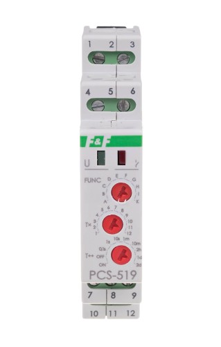 Przekaźnik czasowy 10-funkcji, styki 2NO/NC 12V PCS-519 12V PCS-519-12V F&F